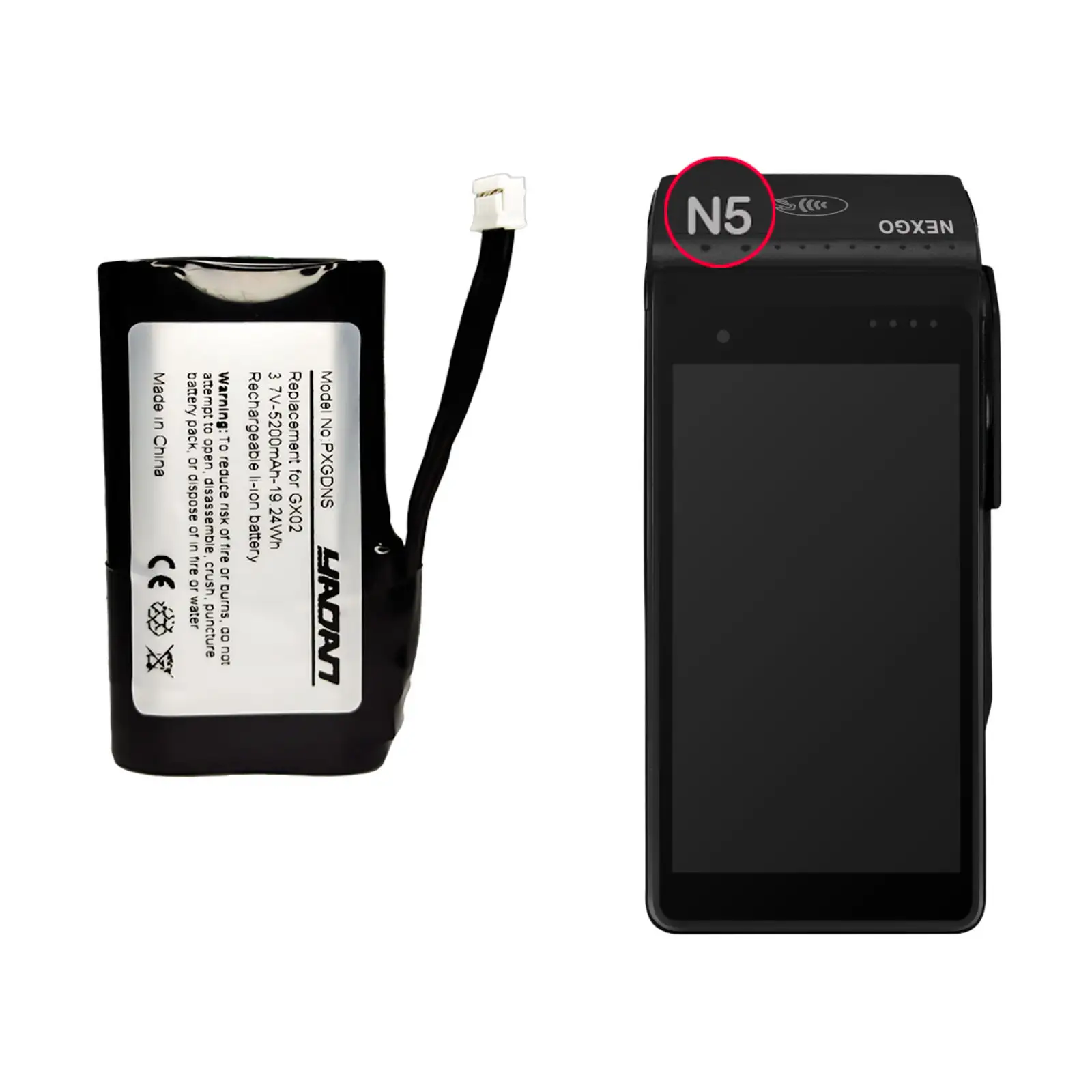 Сменный литий-ионный аккумулятор NEXGO Smart POS N86 N5 GX02 3,7 В, 5200 мАч 1