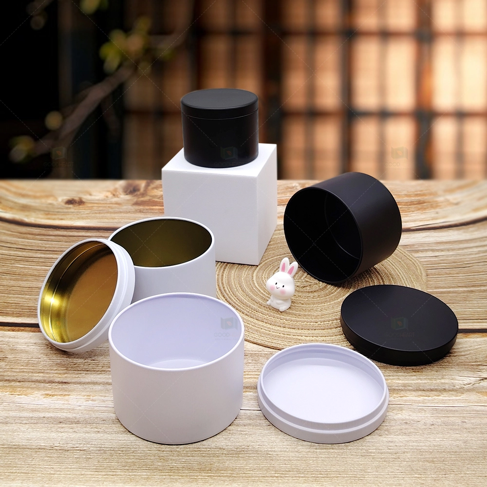 OEM Custom 4oz 8oz Latas de velas perfumadas con tapa Tarro de vela personalizado Envase de regalo Cajas de metal Contenedor de lata negra Latas de velas 1