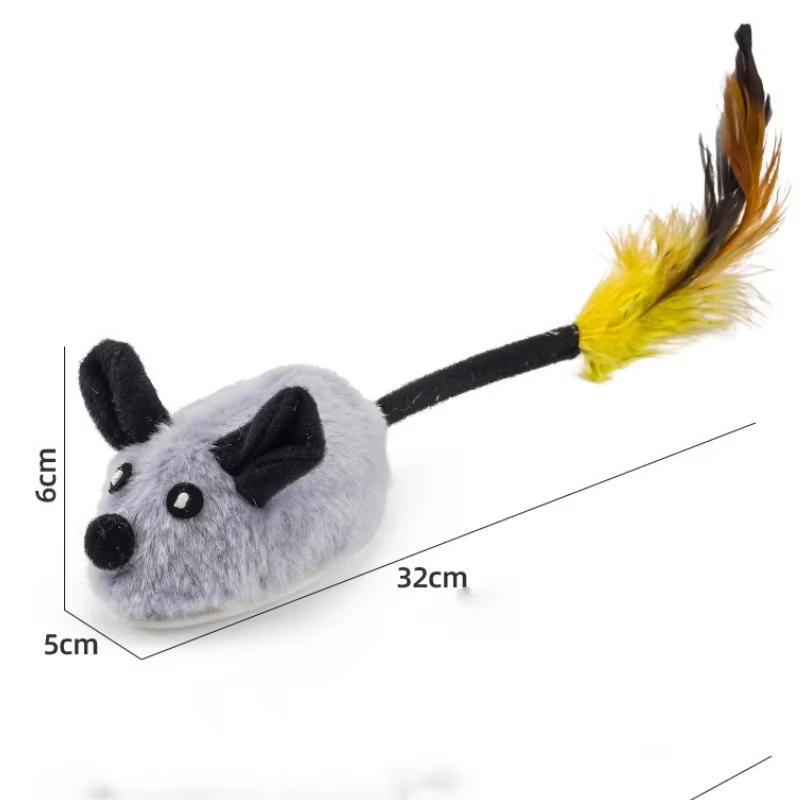 Gris-Juguetes eléctricos automáticos para gatos, inducción recargable, cola de plumas realista, ratones peludos, ratón interactivo para atrapar, juguete para gatos 1