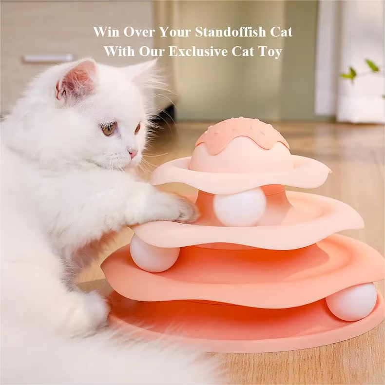 Pink- Interactive Pet Toy Roller Turntable Colorful Cat Mental Physical Exercise Puzzle Toys Fun for Kittens 1