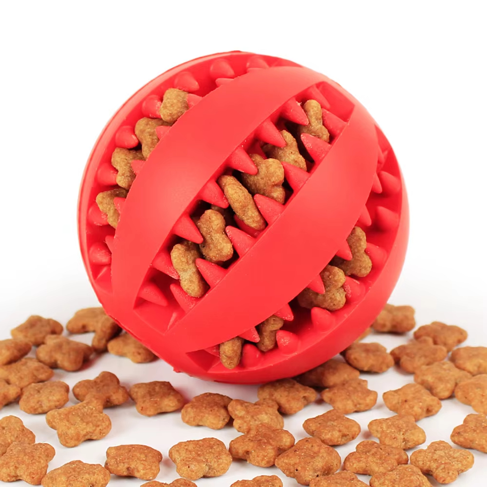 Red-Colorful Dog Toys Toy Funny Interactive Elasticity Ball Dog Chew Toy For Dog Tooth Clean Ball Of Food Extra-tough Rubber Ball 1