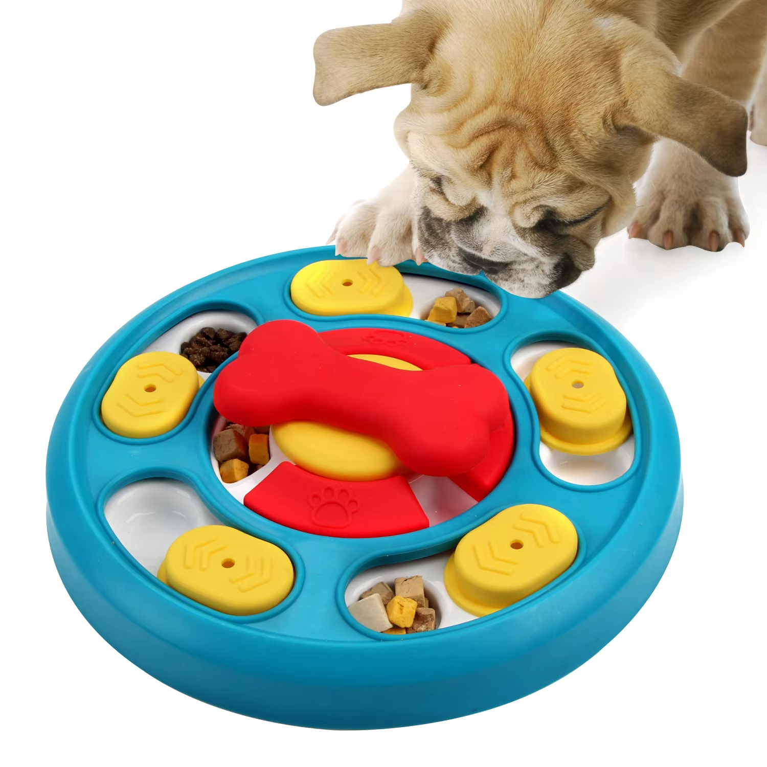 Blue-Mentally Stimulating Treat Dispenser Interactive dog puzzle toy slow feeder 1