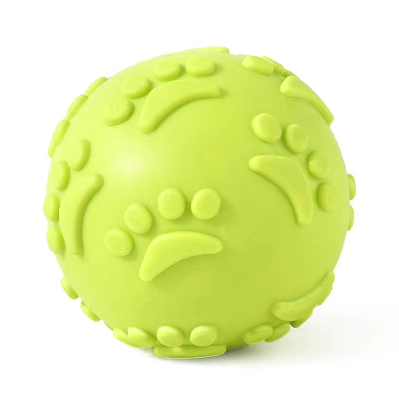 Green-New Design 6cm Sound TPR Pet Toy Hollow Footprint Pet Dog Ball 1