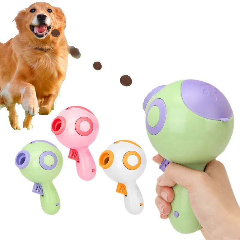 Green-2 In 1 Pet Toy Dog Cat Food Dispenser Infrared Function Cat Laser Pointer And Dog Food Launcher Pet Training Toy 1