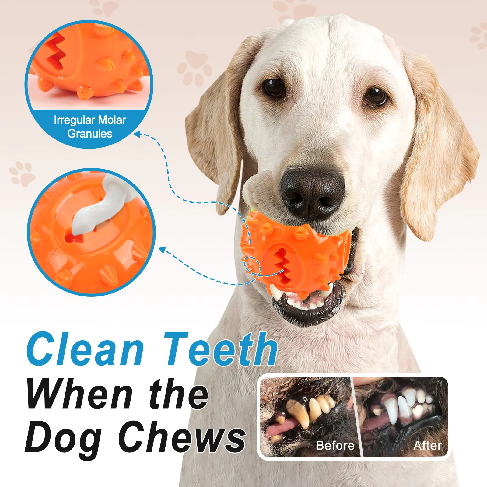Orange-Hot sale dog toys teething ball with rope chewing training round TPR leaky food ball pet supplies 1
