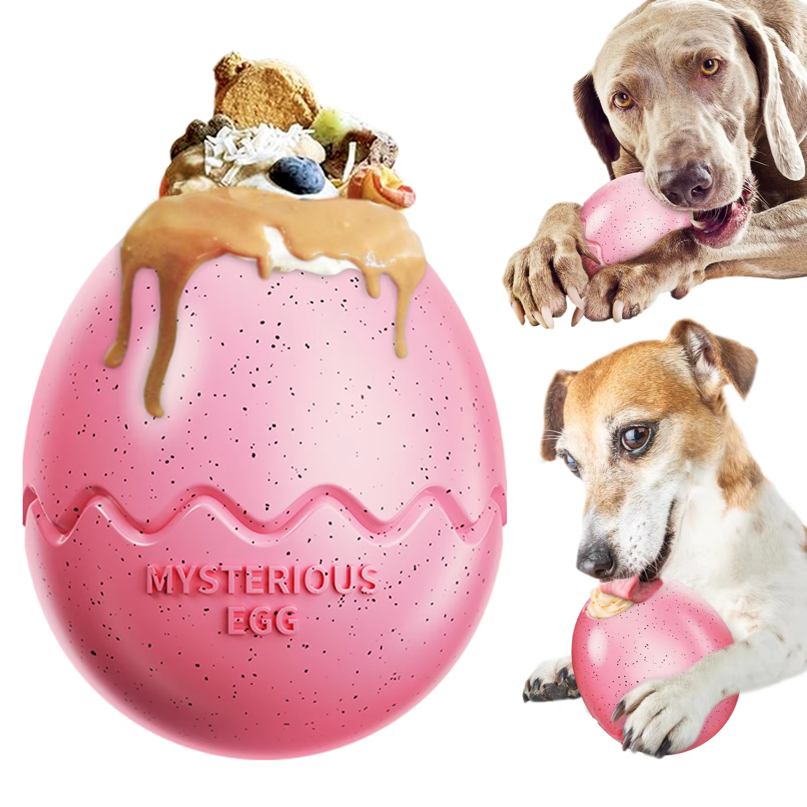 Pink-New Trend Product Toy For Animals Unique Dinosaur Egg Shape Pet Toys Teeth Cleaning Fillable Slow Feeder Pet Dog Chew Toy 1