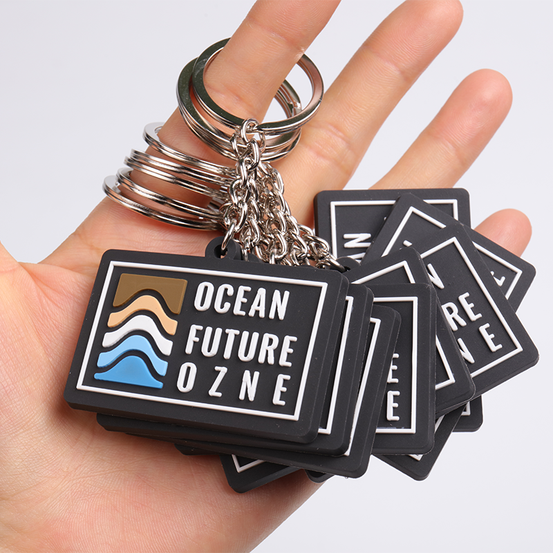 Customized keychain manufacturers Square Soft Single Faced Logo PVC Purgamentum Key Chains 5