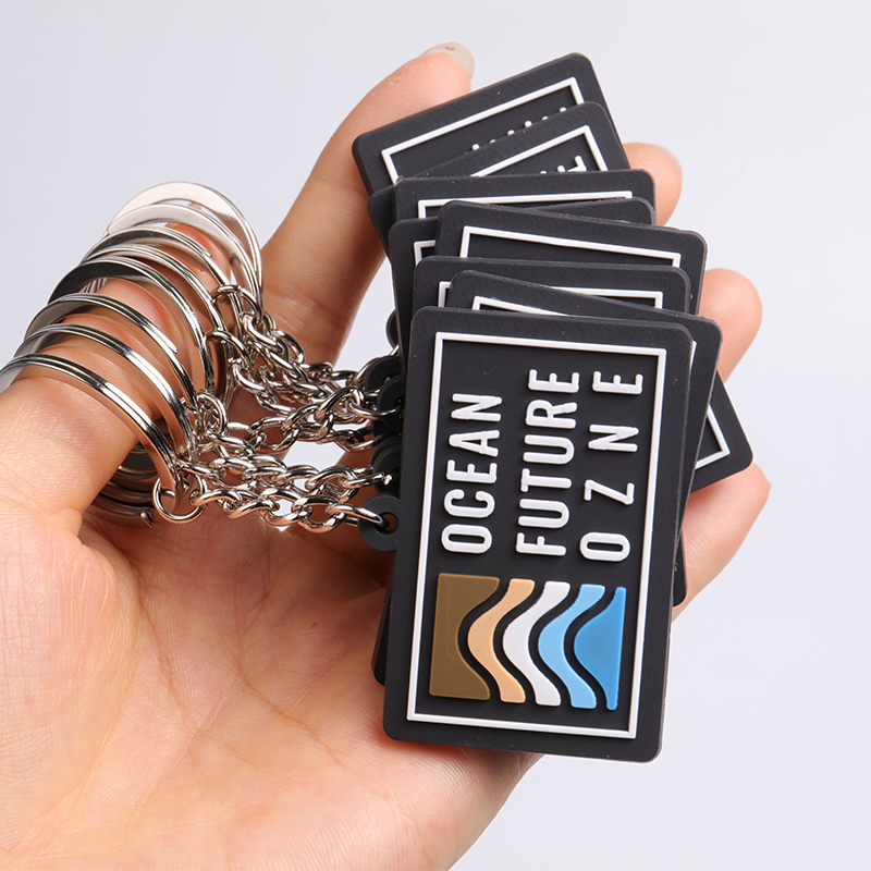 Customized keychain manufacturers Square Soft Single Faced Logo PVC Purgamentum Key Chains 6
