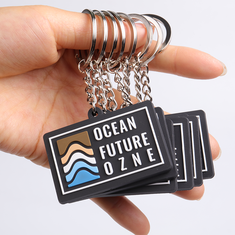 Customized keychain manufacturers Square Soft Single Faced Logo PVC Purgamentum Key Chains 4