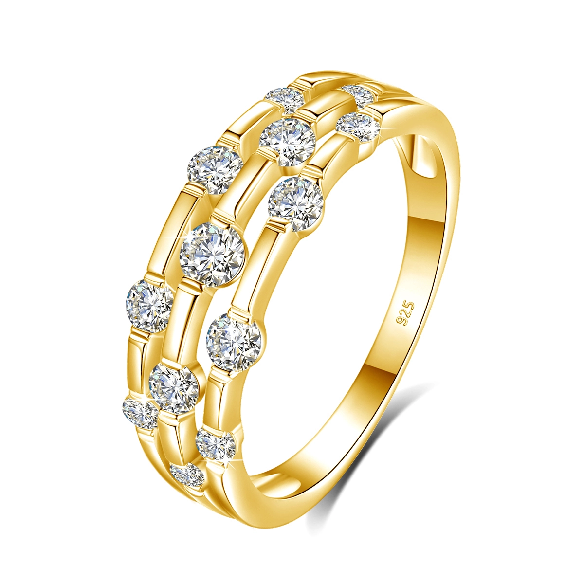 Moissanite Diamond Engagement Rings For Women 925 Silver Gold Plated 1