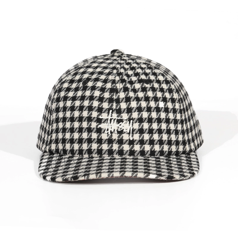 Черная кепка Snapback с 6 панелями и вышитым логотипом в стиле «гусиные лапки» со смешанным узором 1