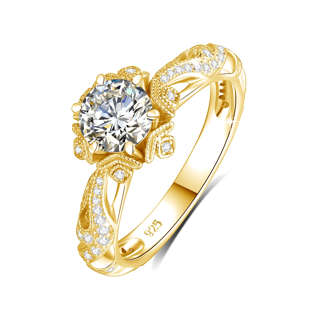 Factory Wholesale Moissanite Engagement Rings 1ct 925 Sterling Silver 1