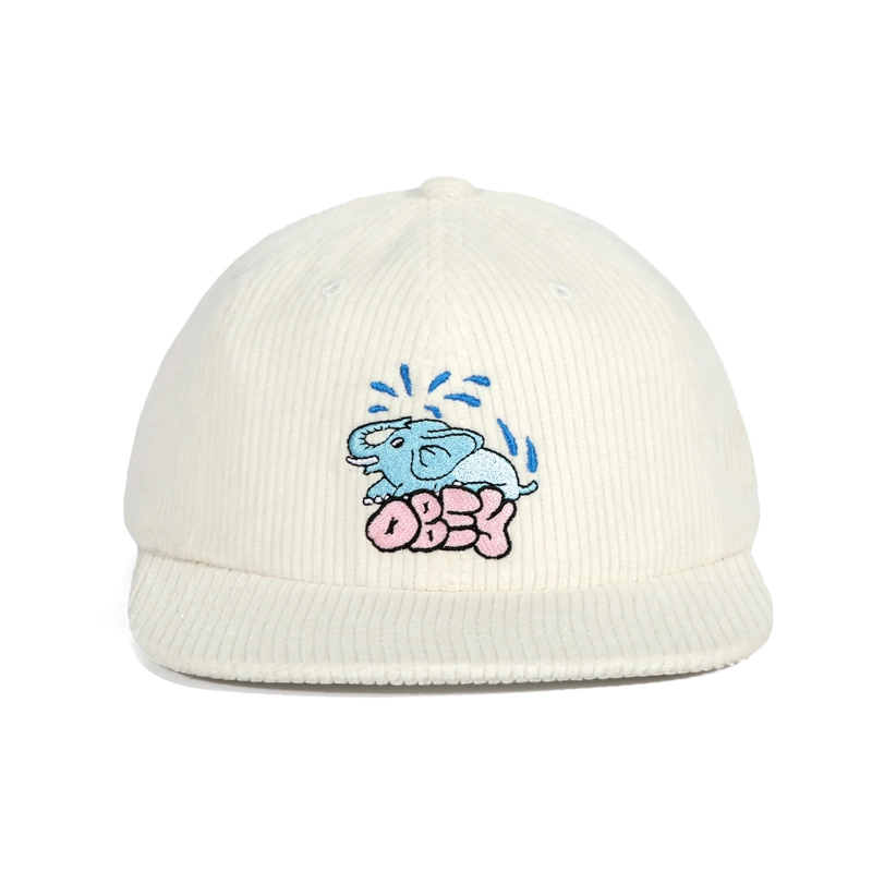 クラシック フィット 6 パネル コーデュロイ Gorra スナップバック ハット ホワイト ソリッド エレファント 1
