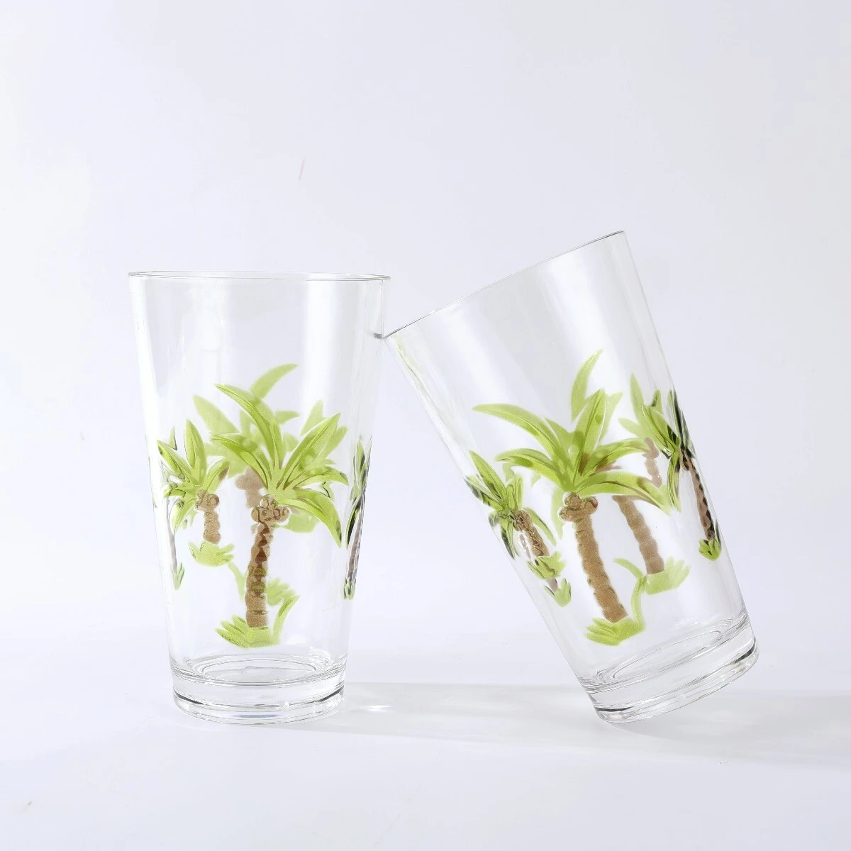 15oz 22oz Tumblers Water Glasses Premium Quality Drinking Glasses for Coconut Tree Fiesta Party Supplies(Palm Tree Theme) BPA-Free Reusable Stackable Shatter-Proof Plastic Drinkware 1