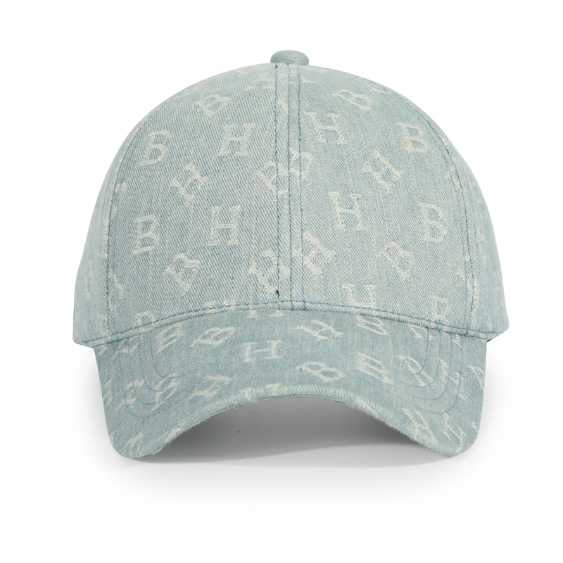 Monogram jacquard Wash Denim curved peak structured baseball cap 1