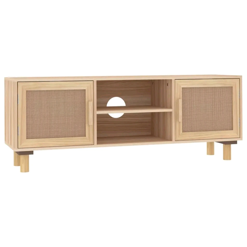 Meuble TV en bois rotin marron 105x30x40 cm MDF 1