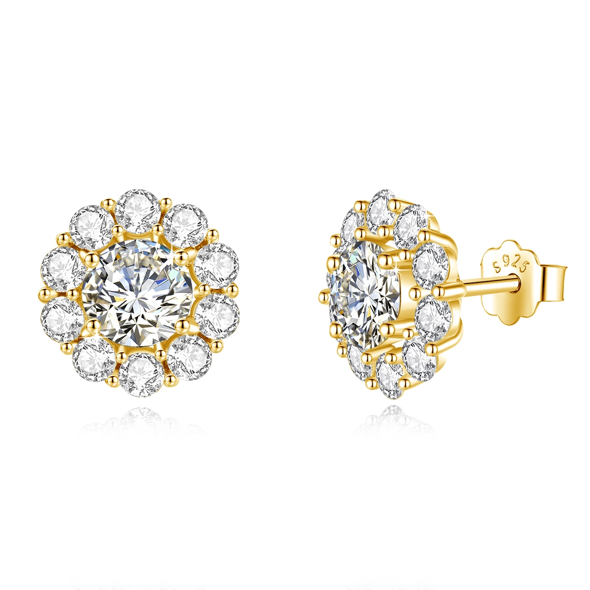 Stud Women's Earrings Moissanite 1ct Petal Design 925 Sterling Silver 1