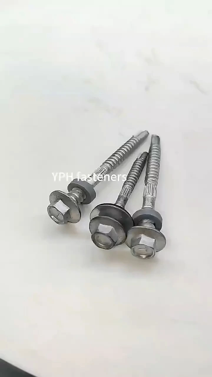 2024, últimos modelos, tornillos moleteados medios para techos autoperforantes con cabeza hexagonal Dacromet no estándar personalizados con arandela de goma 1