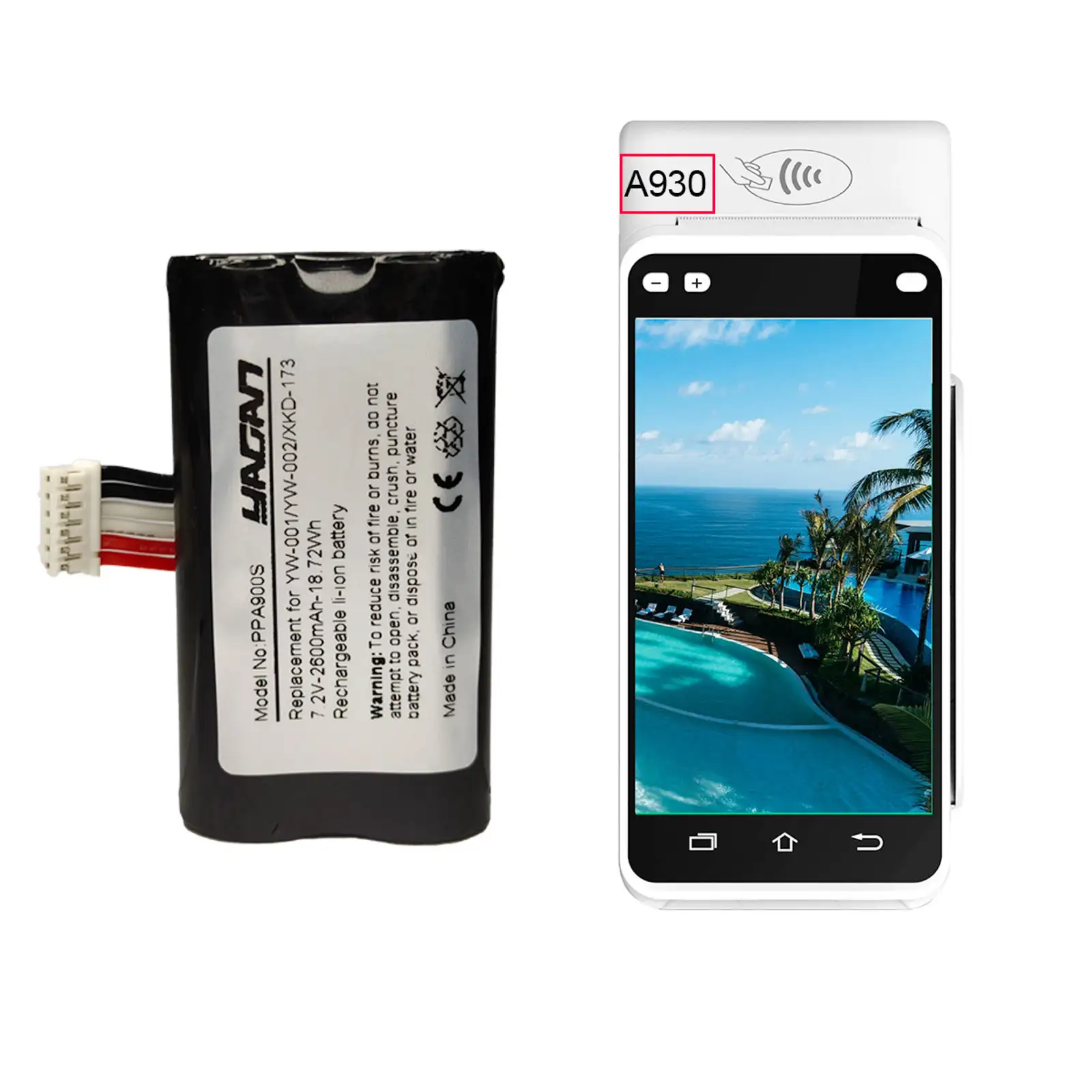 PAX A910 A930 7,2 В 2600 мАч Сменный литий-ионный аккумулятор для XKD-173/YW-001/YW-002 1