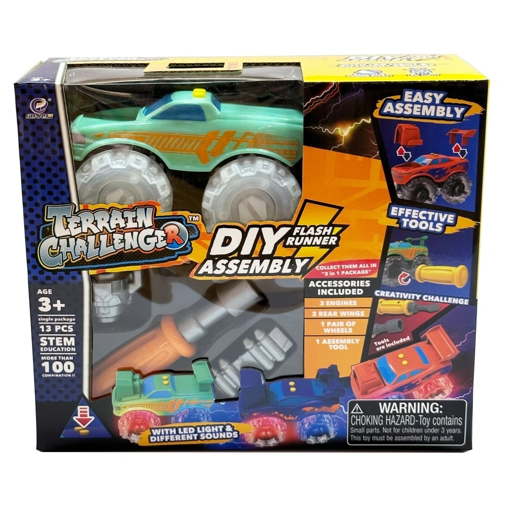 Juego de autoensamblaje de combinación de coche DIY, juguetes educativos con sonido y luz para bebés, juguetes educativos 1