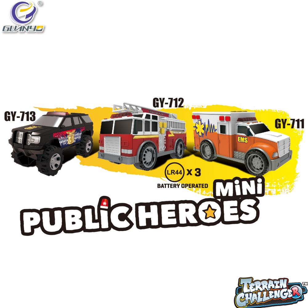 Mixed Slide Ambulance Fire Engine Police Car With Sound And Light Simulation Collection Boys Toys 2