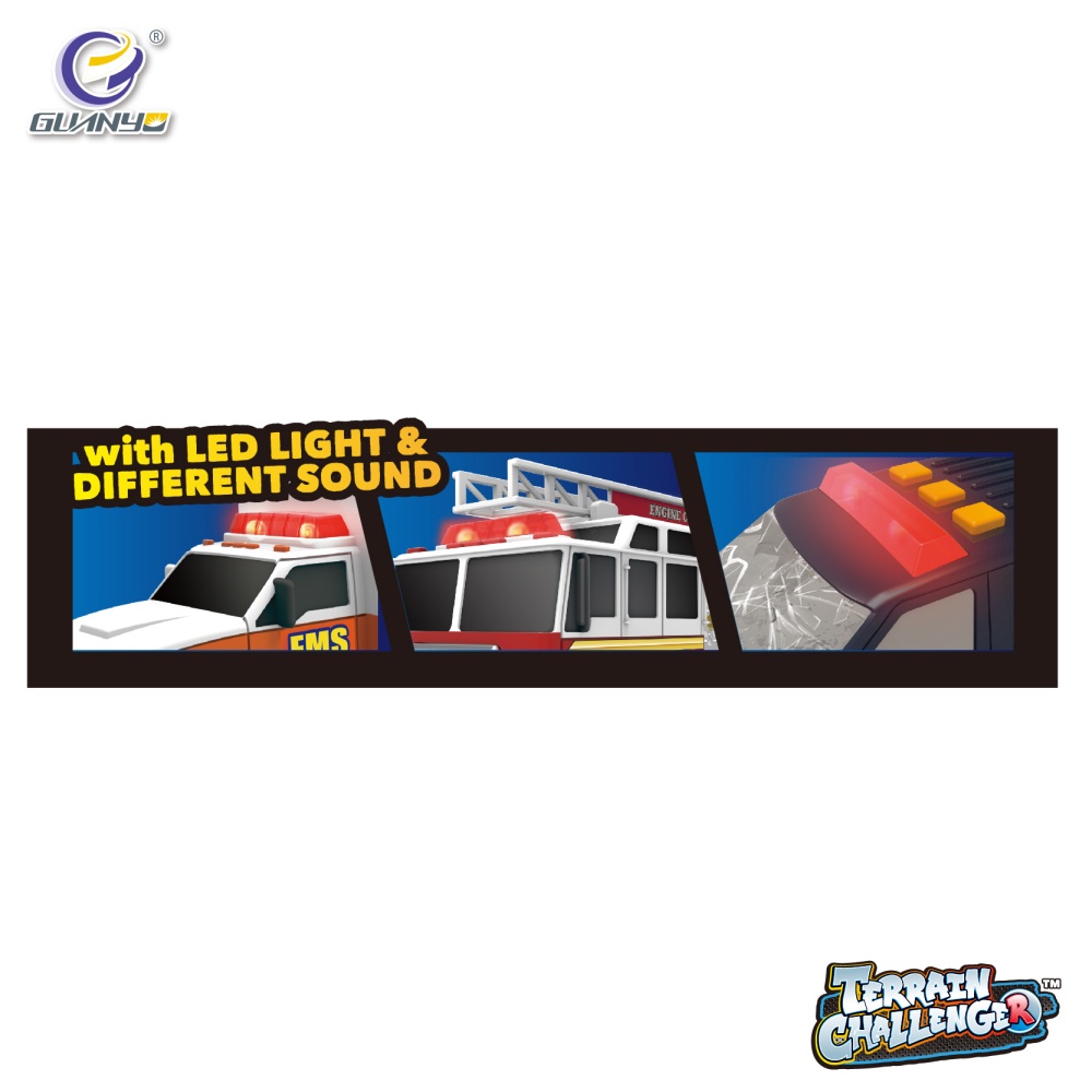 Mixed Slide Ambulance Fire Engine Police Car With Sound And Light Simulation Collection Boys Toys 4