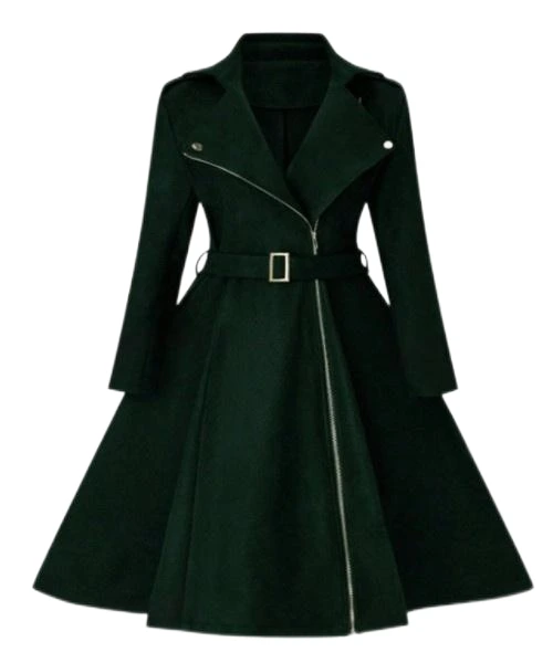 Women's Deep Green Waistband Trench Coat 1