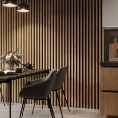 KUNUO fabricante recién llegado Panel acústico de listones simples y modernos en la pared decoración de madera para sala de estar dormitorio reducción de ruido 1