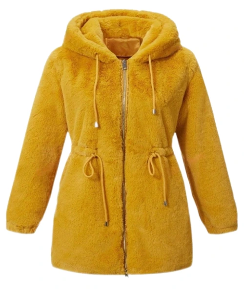 Abrigo de piel sintética naranja para mujer para looks elegantes de invierno 1