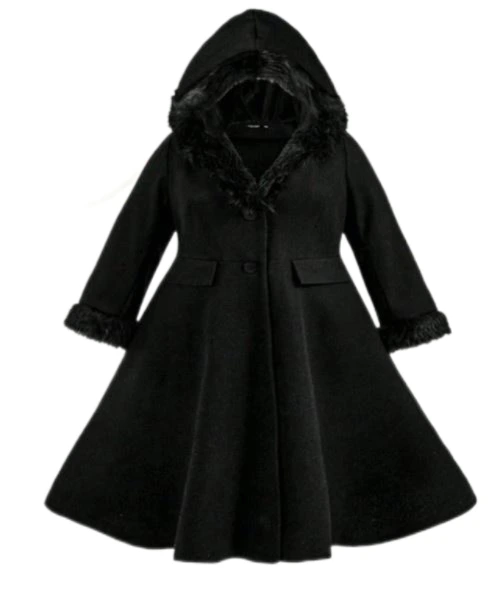 Women's Black Hooded Faux Fur Coat for Elegant Winter Style 1