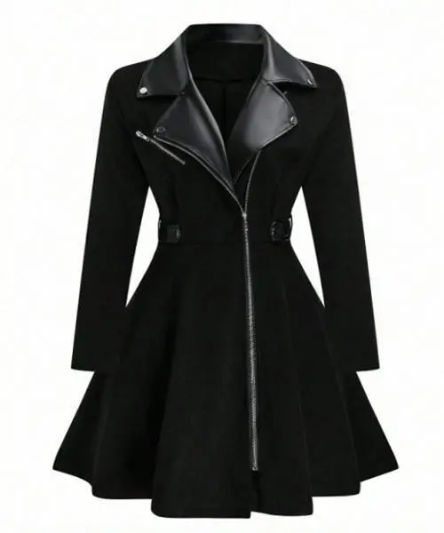 Women's Faux Leather Zipper Coat 1
