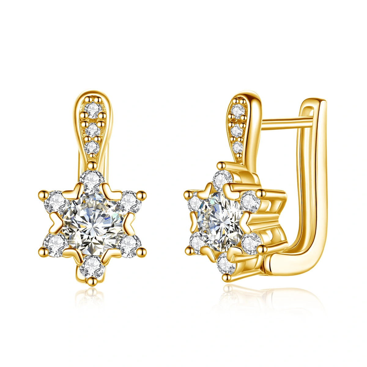 Women's Earrings Star Moissanite Hoops 925 Silver 1