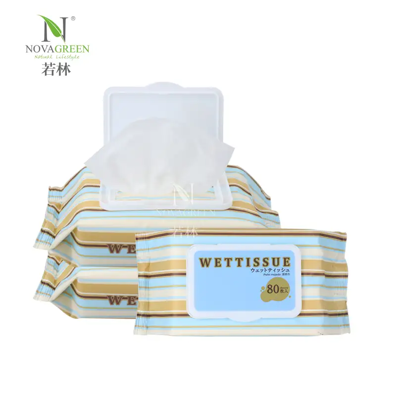 Nova Green Unscented Wet Wipes for Sensitive Skin, 99% Water, Large Wipe Surface, for all  skin, Hypoallergenic and Gentle, Vitamin E and Aloe, Flip Top Lid Export to Japan 1