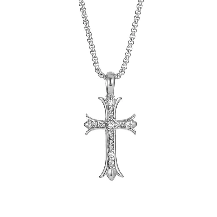 Cross Hip Hop Personalized Stainless Steel Pendant European and American Men's Necklace 1