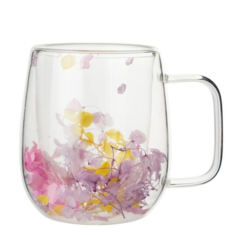 250ml/350ml/450ml乾燥花のある高さのホウケイ酸飲料ウェア 1