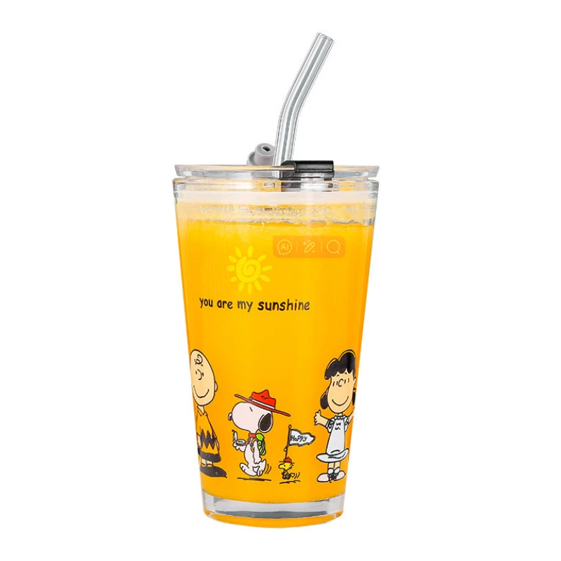 Creative Straw Measuring Glass Cup for Home Use Breakfast Milk Cup in Summer Cold Drink Glassware Juice Cup with Logo Wholesale 1