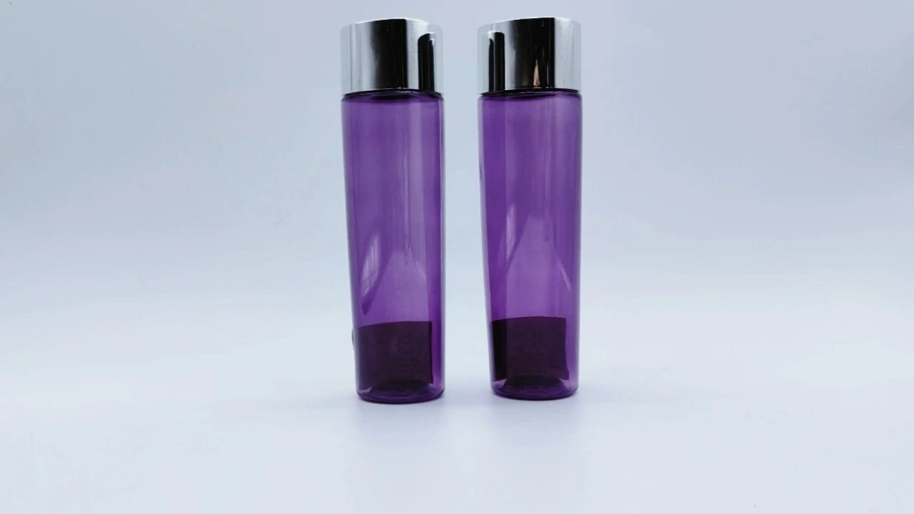 Glamorous 200ml Purple Smooth Transparent PET lotion bottles 1