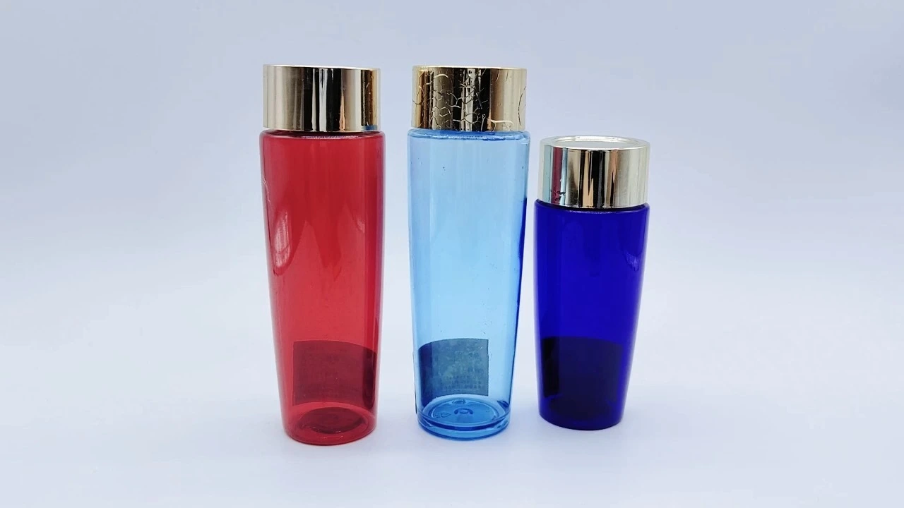 Glamorous 150ml/200ml blue/red transparent PET lotion bottles 1