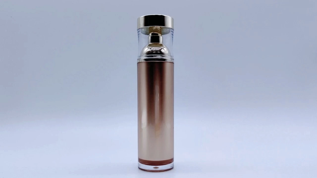 Glamorous 100ml rose gold pearlescent acrylic airless bottles for lotion 1