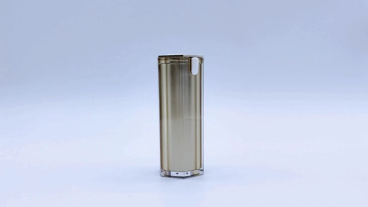 Glamorosas botellas de loción de acrílico perlado color champán de 30 ml de doble capa 1