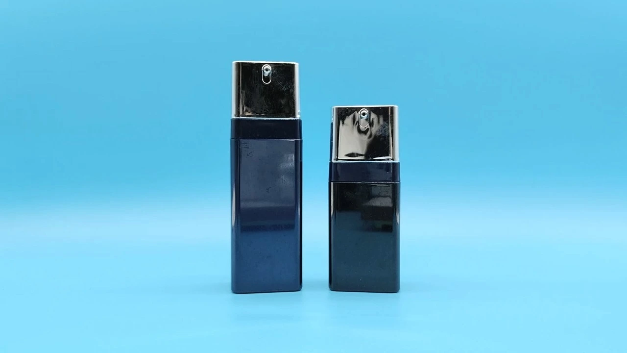 Glamorous dark blue PET square men's skincare packaging lotion bottles 1