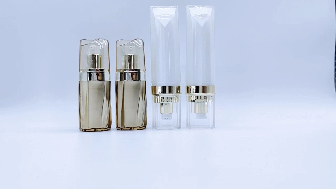 Glamorous 50ml double wall pearl white/champagne acrylic lotion bottles 1