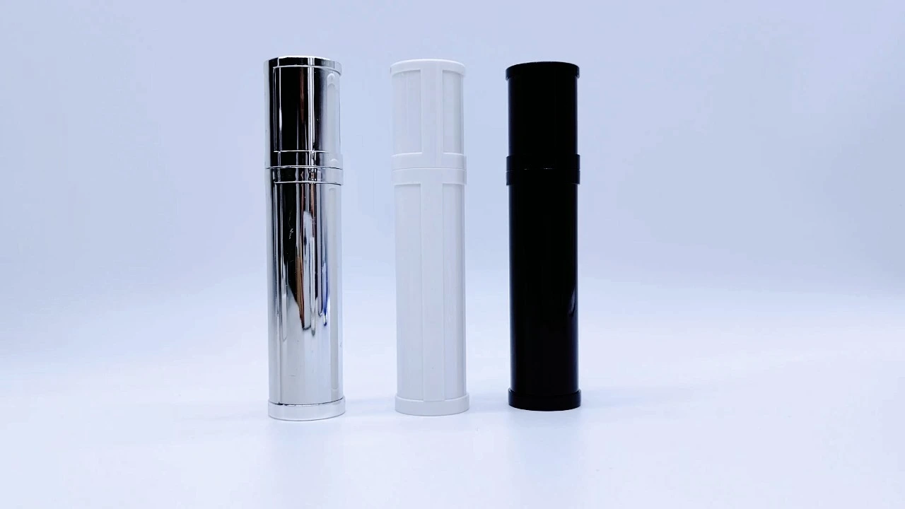 Glamorous Aluminum/plastic airless bottle for lotion essence foundation with replaceable liner 1