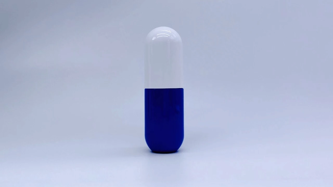 Glamorous 60ml blue PET Pill Capsule Shaped toner/lotion bottles 1