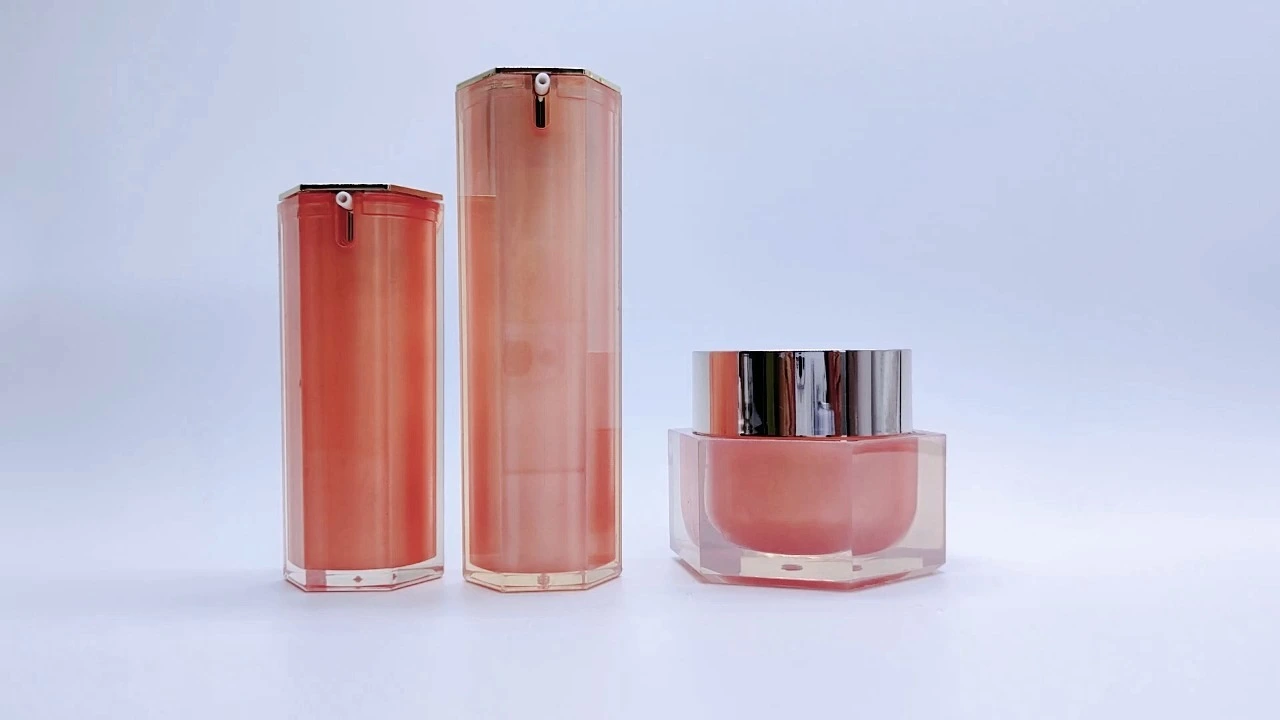 Glamorous 30ml/50ml orange acrylic double wall lotion cream bottles jars set 1