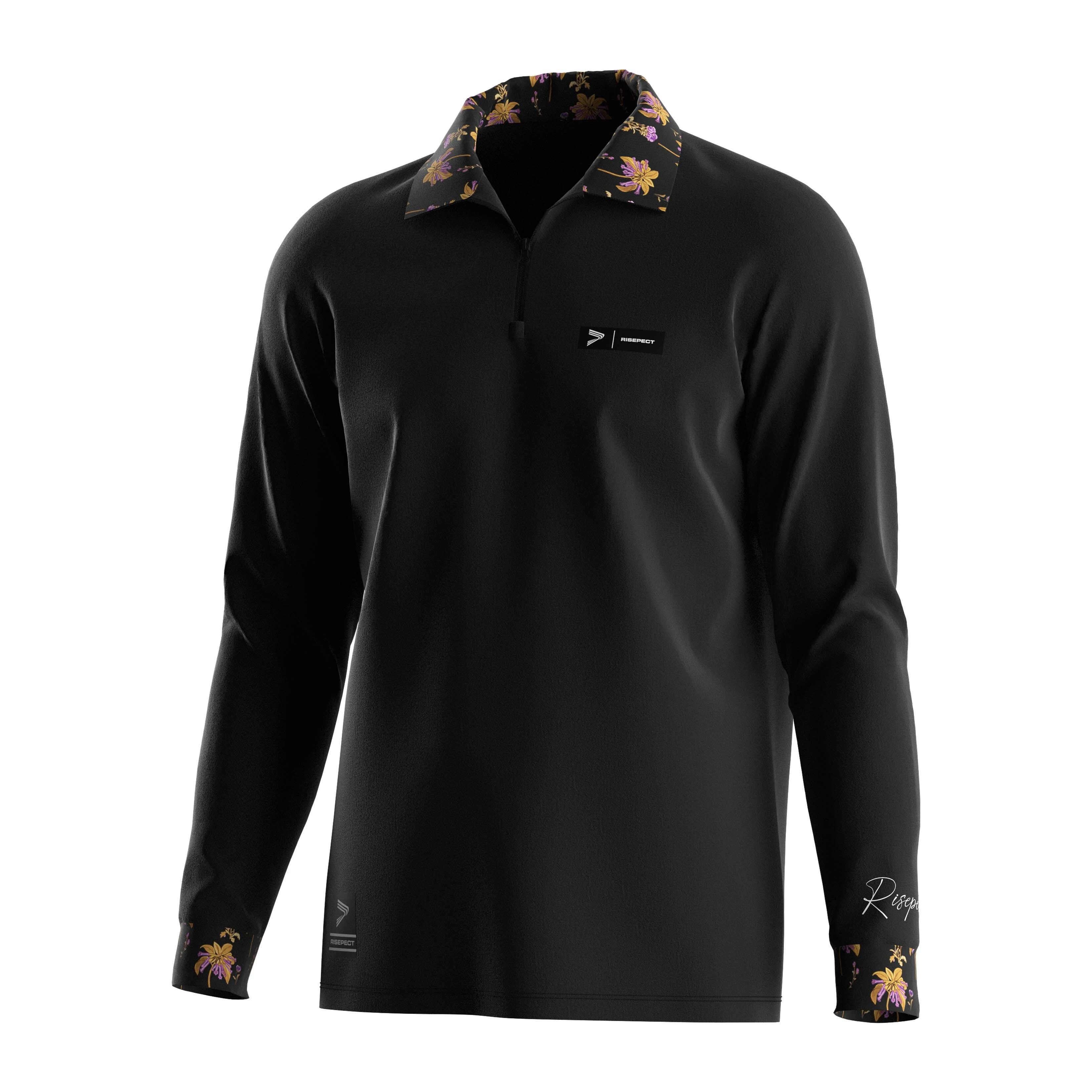 Premium Luxury SilK Smooth Golf Zip Polo Shirt Long Sleeve 1
