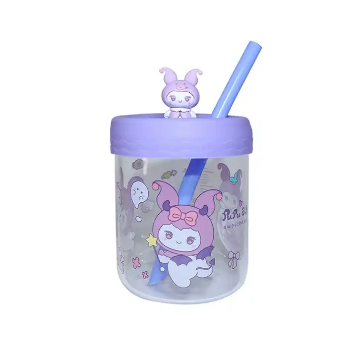 2024 Hot Selling Kuromi Cute Cartoon new year gift High Temperature Resistant Water Cup glass for kids 1