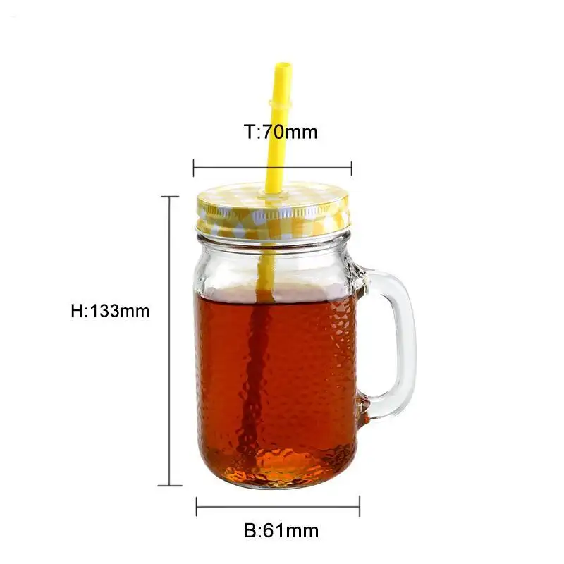 Crystal Houseware Drinking Glass with Lid and Straw Soda Lime Glassfactory 6