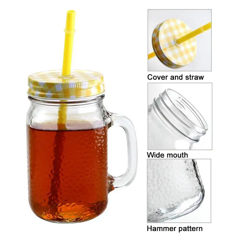 Crystal Houseware Drinking Glass with Lid and Straw Soda Lime Glassfactory 5