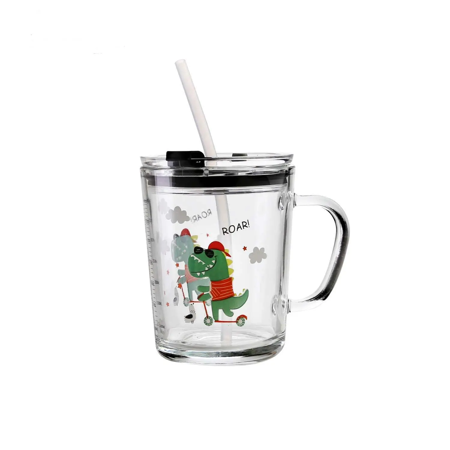 Hoge kwaliteit met rieten deksel applique glazen mok glazen kindermok 1